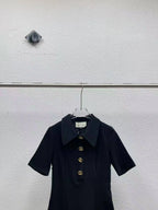 Gold Button Doll Collar Mini Dress