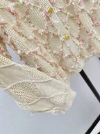 Diamond Ribbon Collared Knit Cardigan