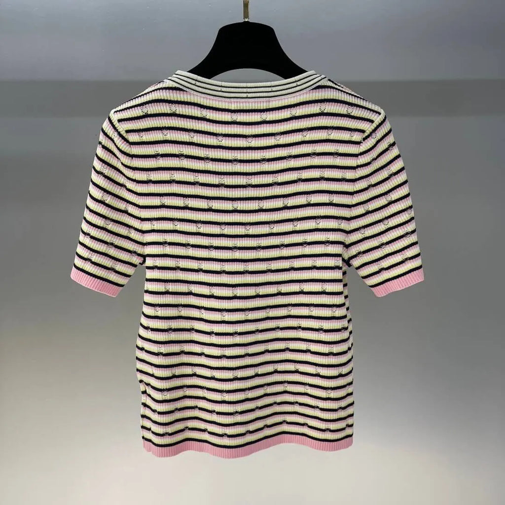 Letter Embroidered Colorful T-Shirt