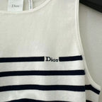 Partial Stripe Round Neck Vest