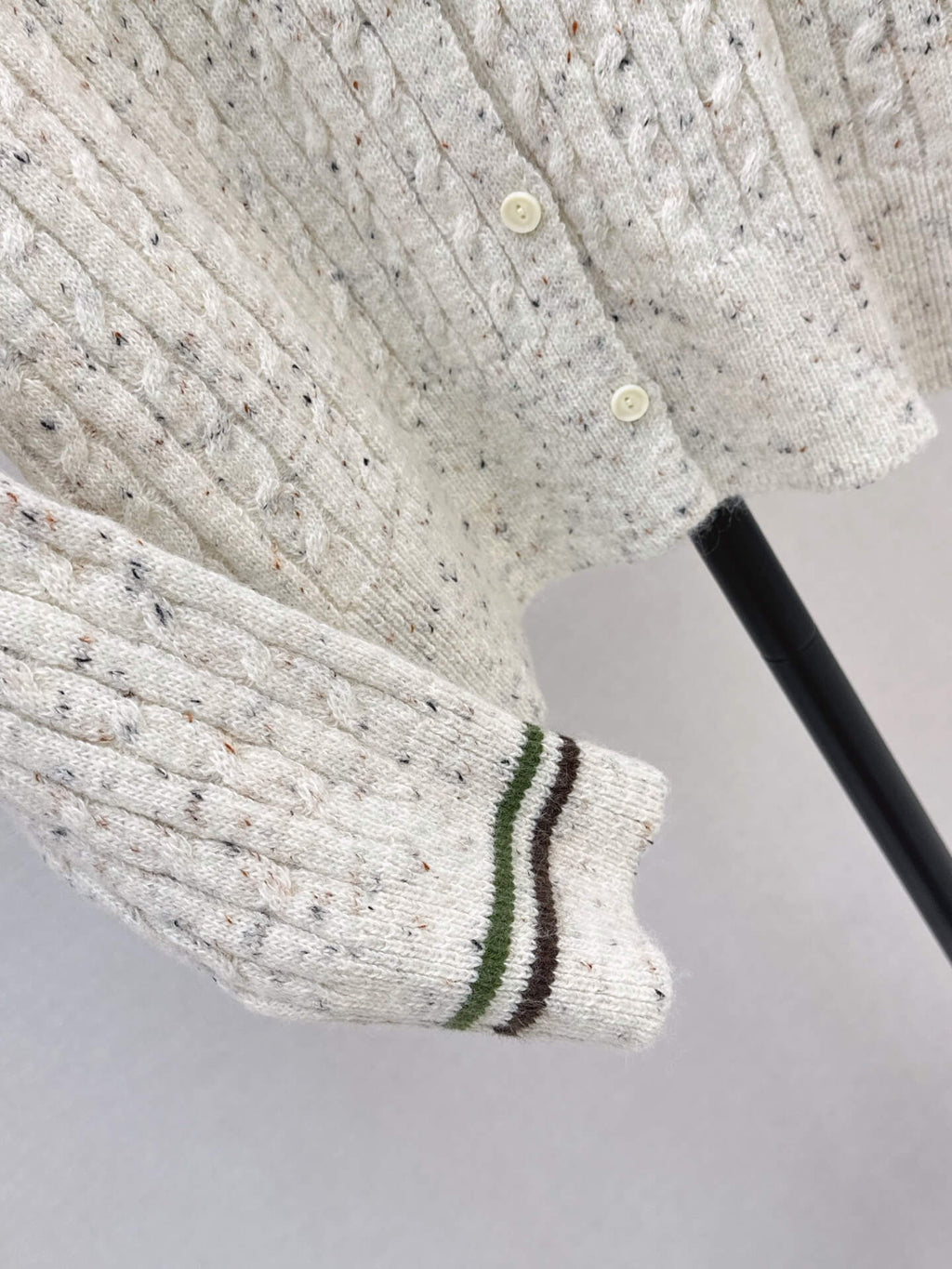 Speckled Cable Knit Crew Neck Cardigan