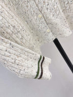 Speckled Cable Knit Crew Neck Cardigan