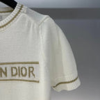 Star and Letter Embroidered Knitted Short Sleeve