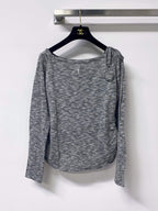 Side Drawstring Heather Knit Long Sleeve