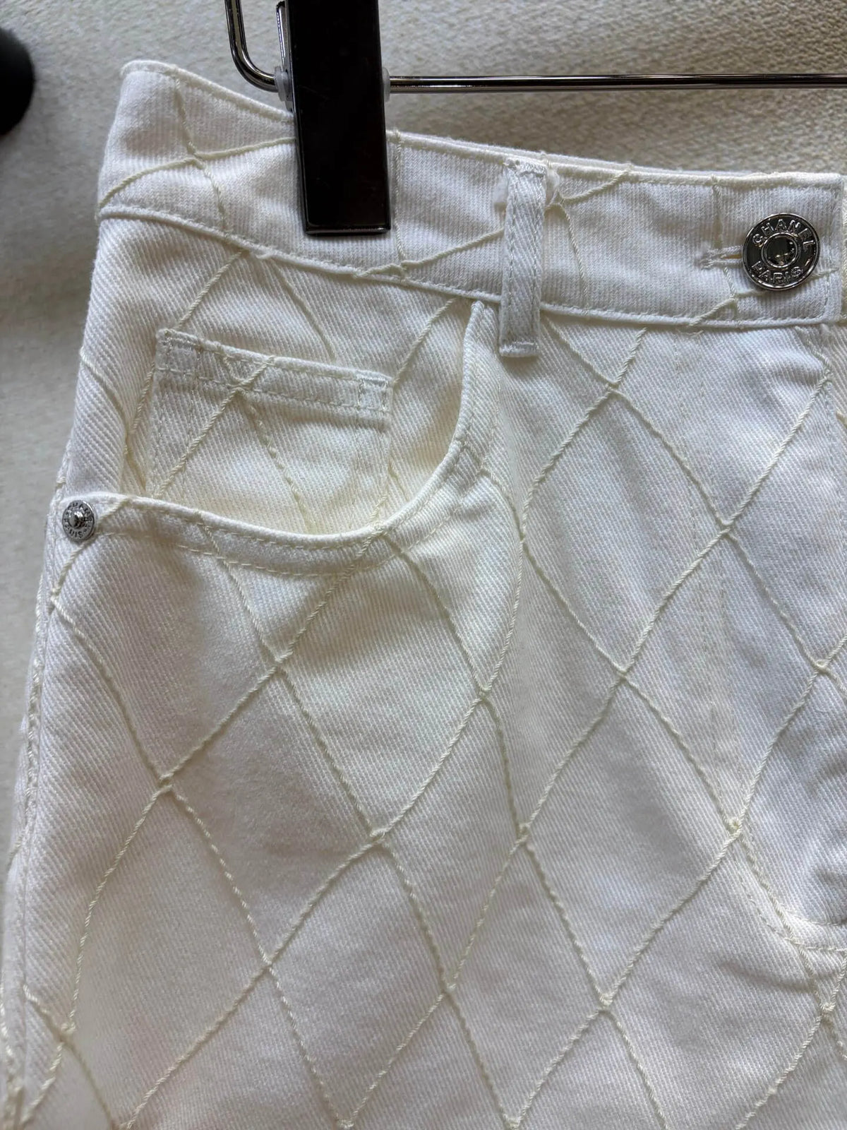 Diamond Stitch Denim Shorts