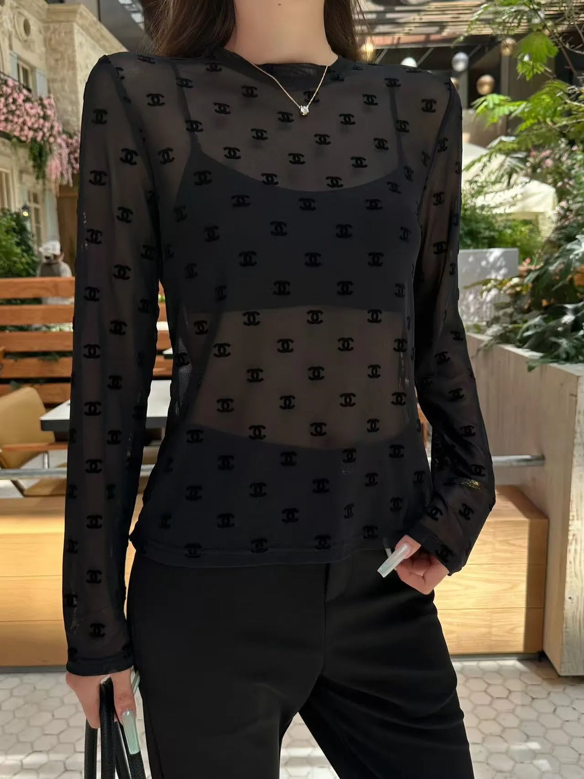 Sheer Mesh Layering Top