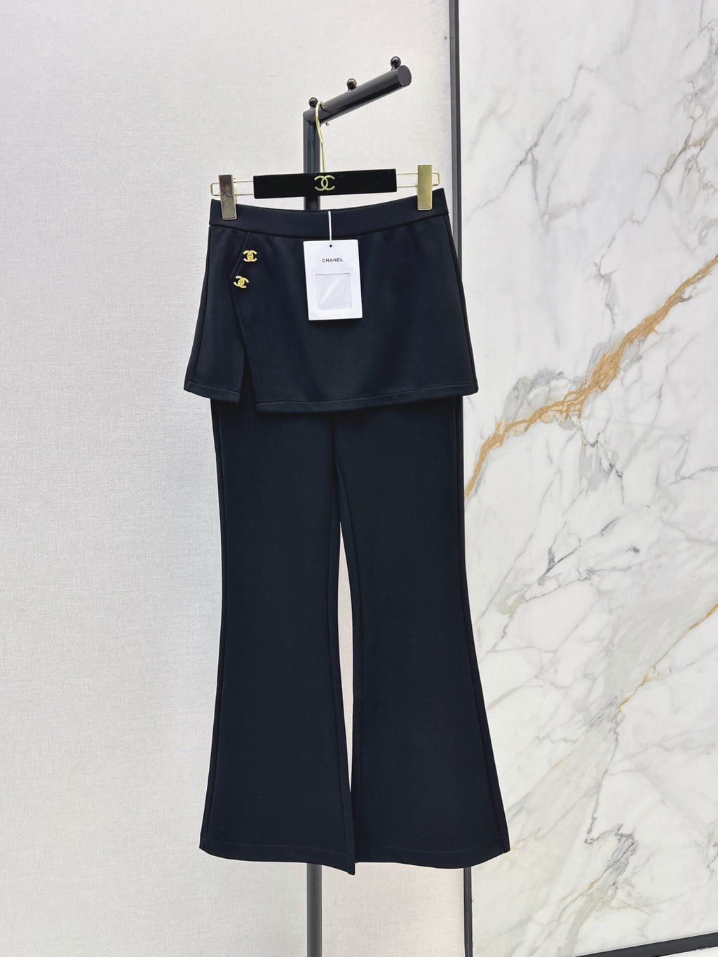 Fake Two-Piece Skirt Flare Pants