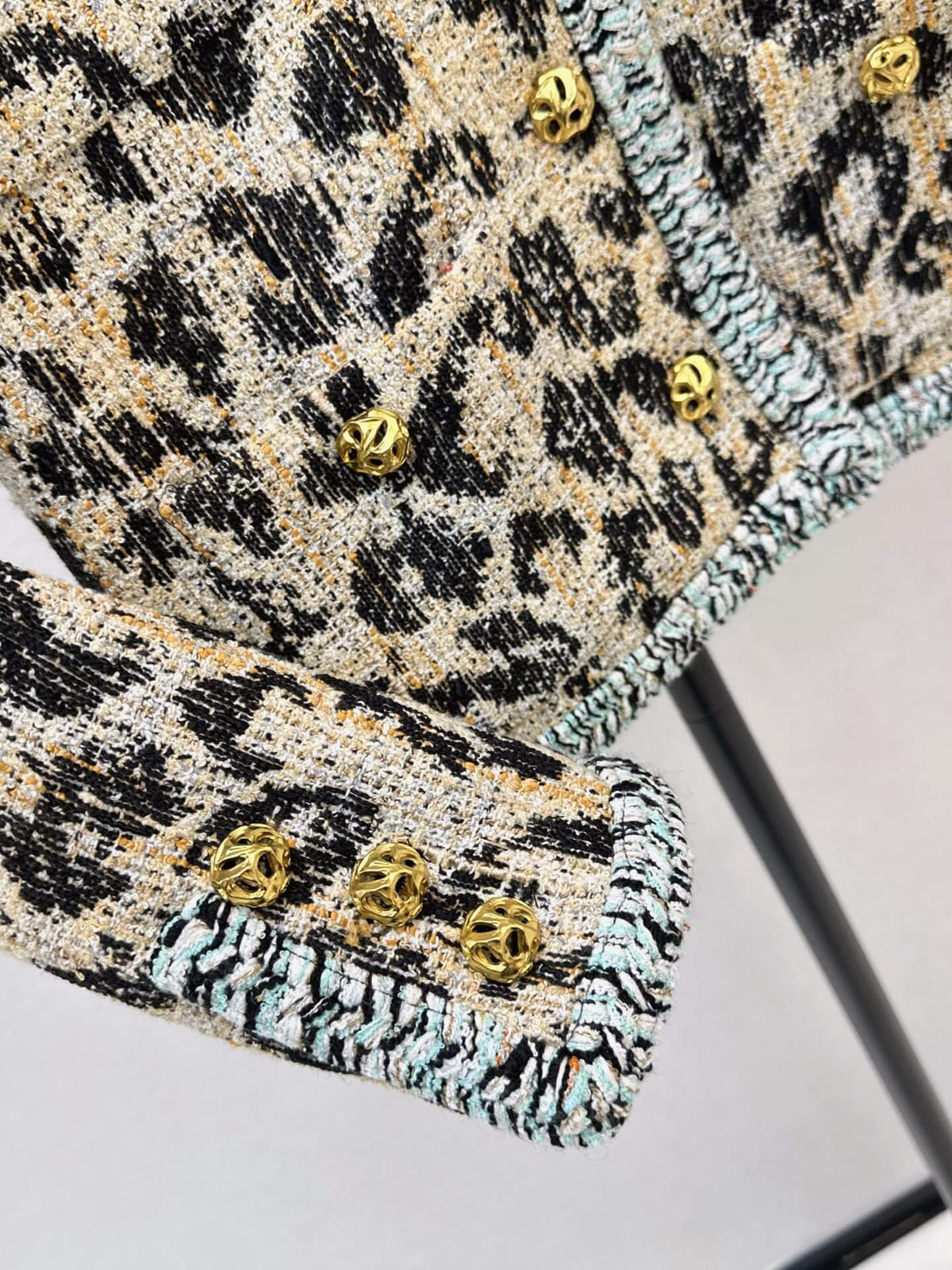 Leopard Tweed Jacket Skirt Set
