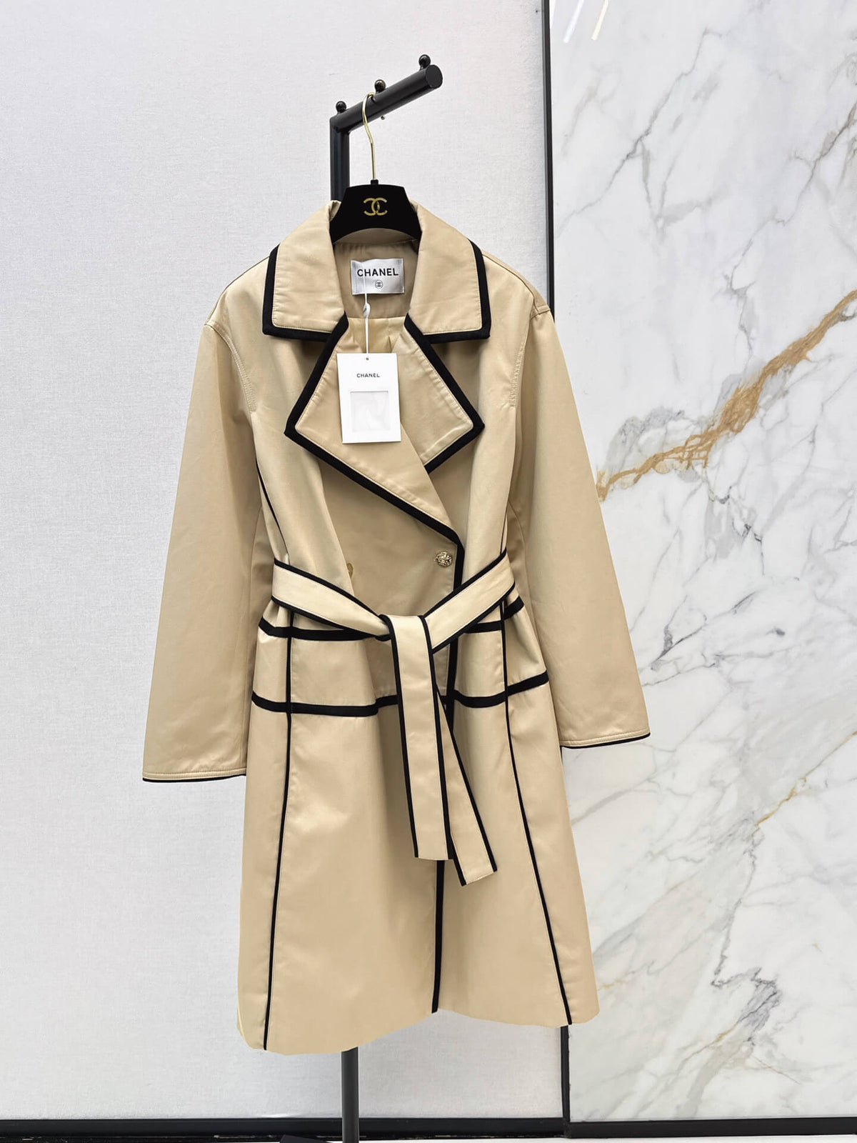 Double Breasted Belted Long Coat