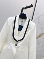 Trim Shawl Collar Fitted Suit Jacket