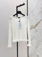 Round Neck Lace Hem Knit Top
