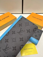Blue-Grey Color-Blocked Pattern Wallet