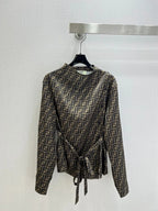 Self Belt Monogram Long Sleeve Shirt