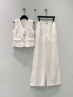 Pocket Vest Wide Leg Pant Set