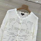 Openwork Jacquard Knit Cardigan