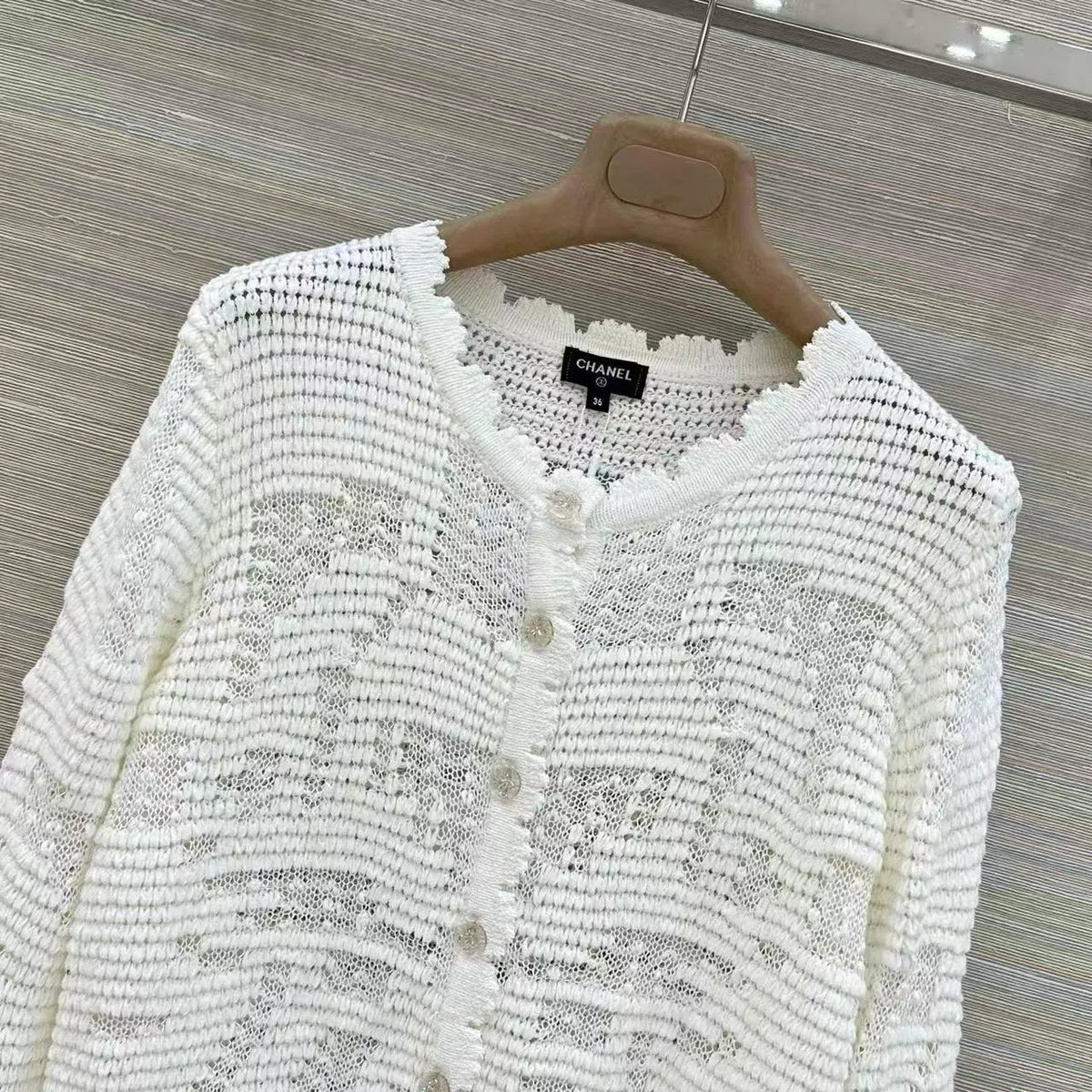 Openwork Jacquard Knit Cardigan