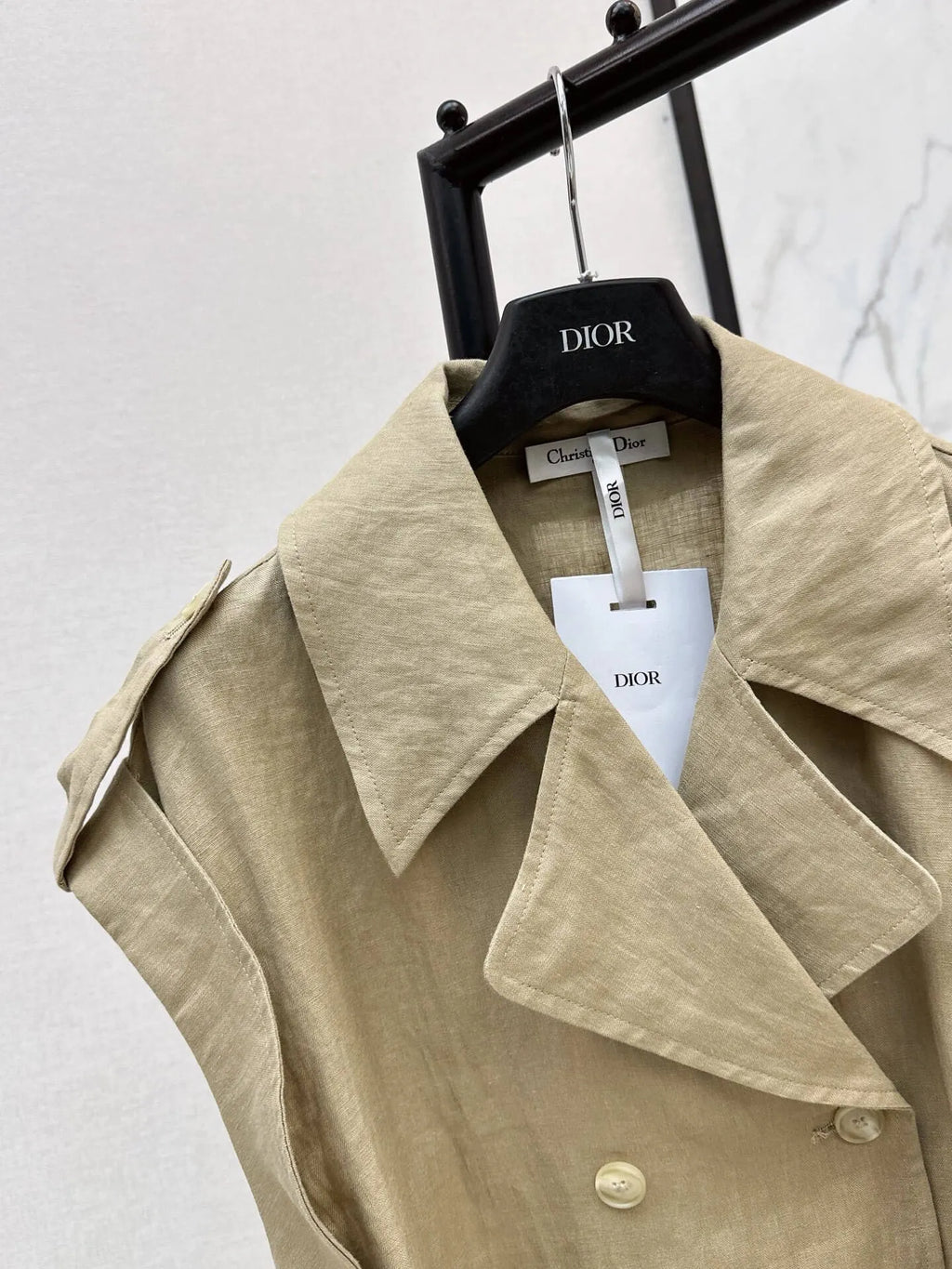 Belted Linen Trench Sleeveless Vest