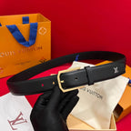 Classic Solid-Color Belt with Metal Accents