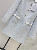 Contrast Collar Bow Pocket Mini Dress