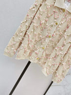 Diamond Ribbon Collared Knit Cardigan