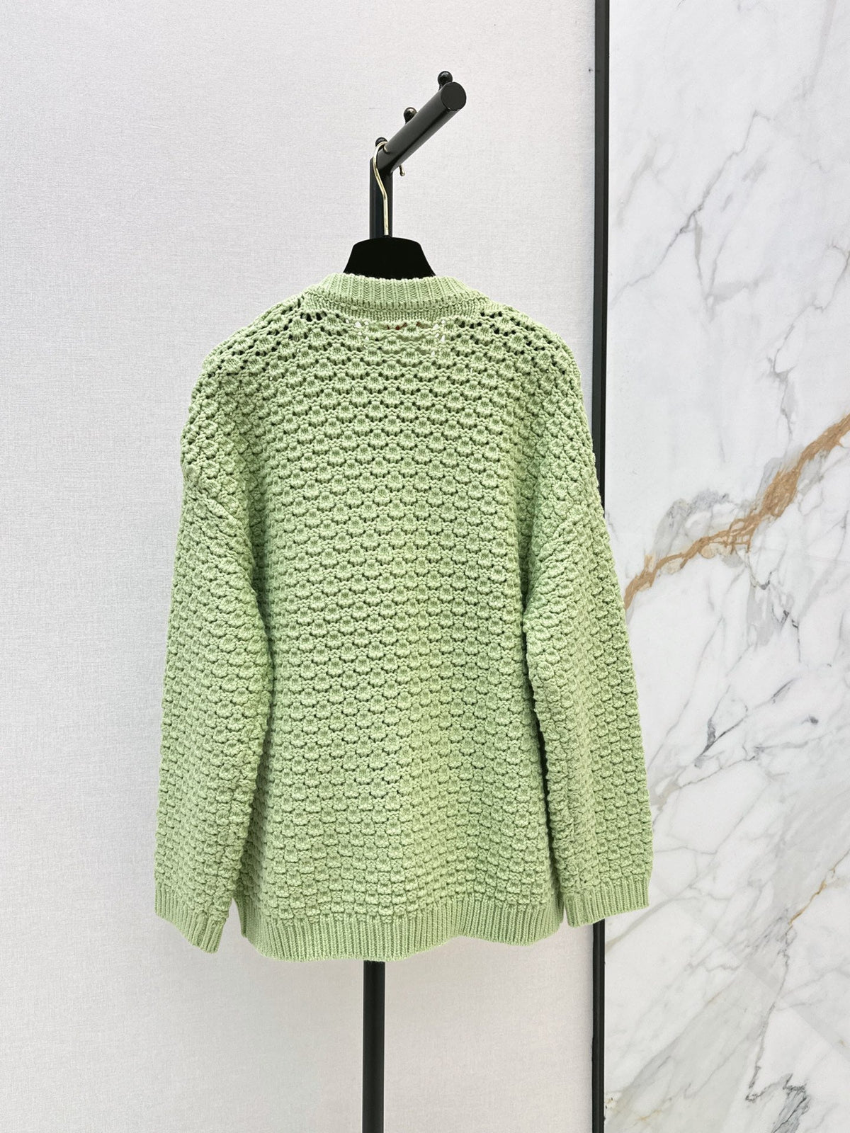 Light Green Hollow Knit Cardigan