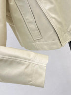 Khaki Leather Collar Biker Crop Top