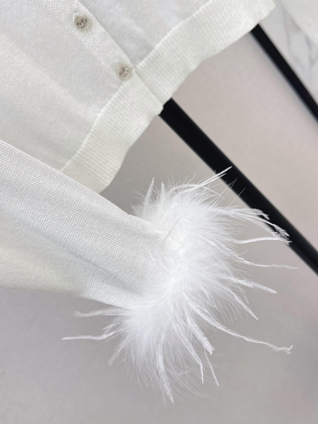 Feather Cuff Sheer Knit Cardigan