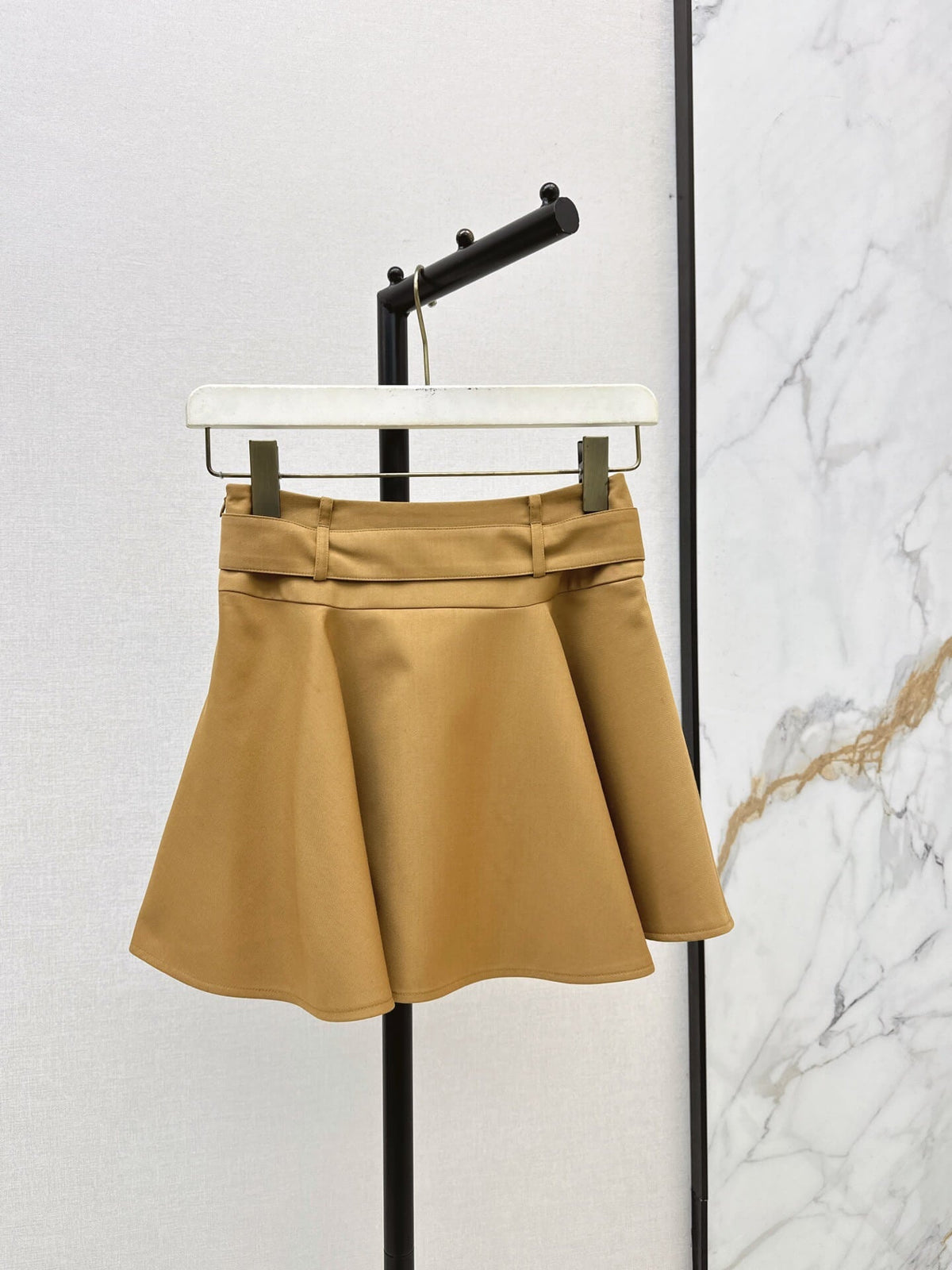 Belted A-line Mini Skirt