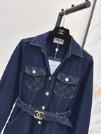 Collar Button Front Denim Shirt Dress