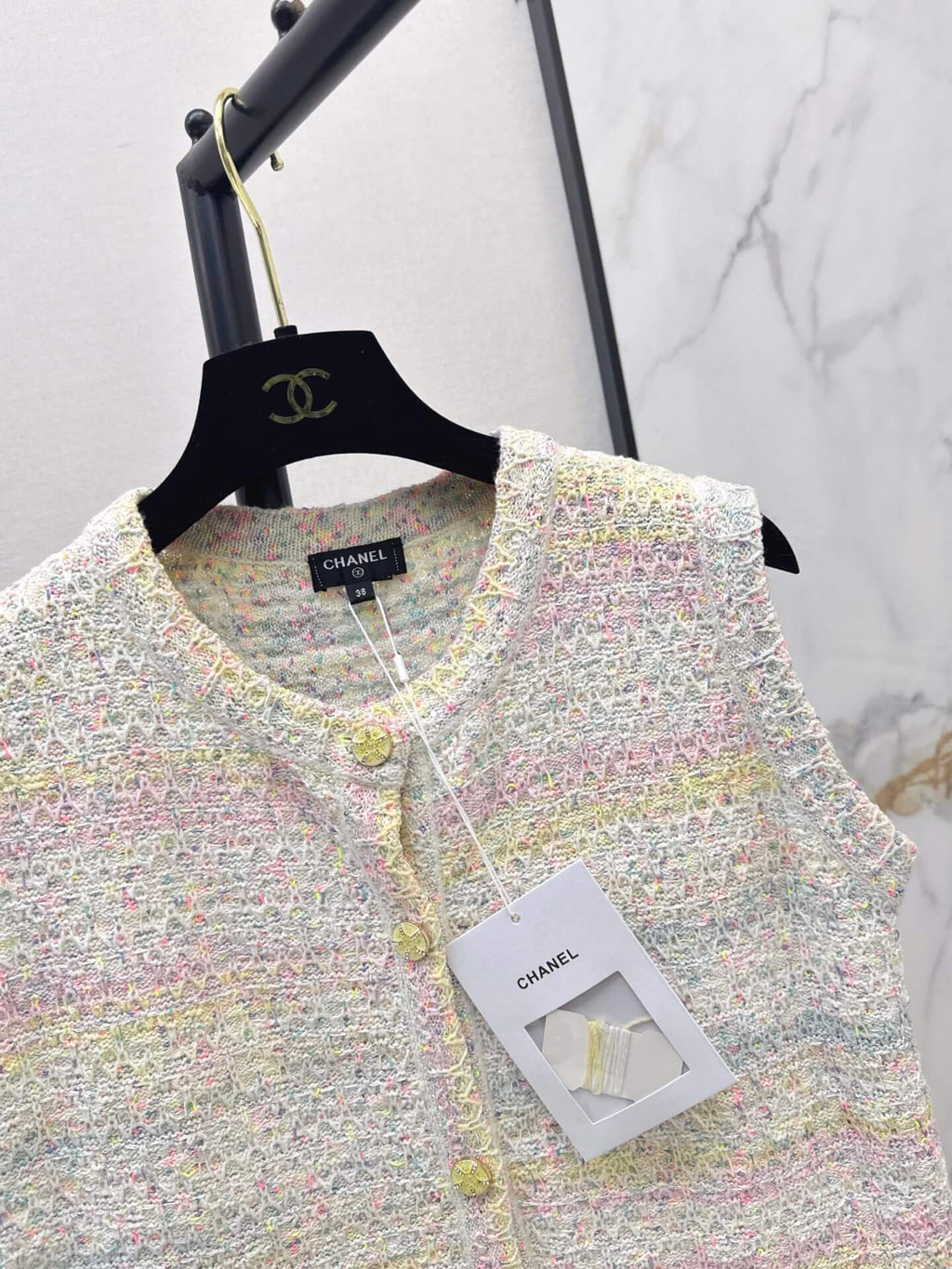 Pastel Fleck Round Neck Knit Vest
