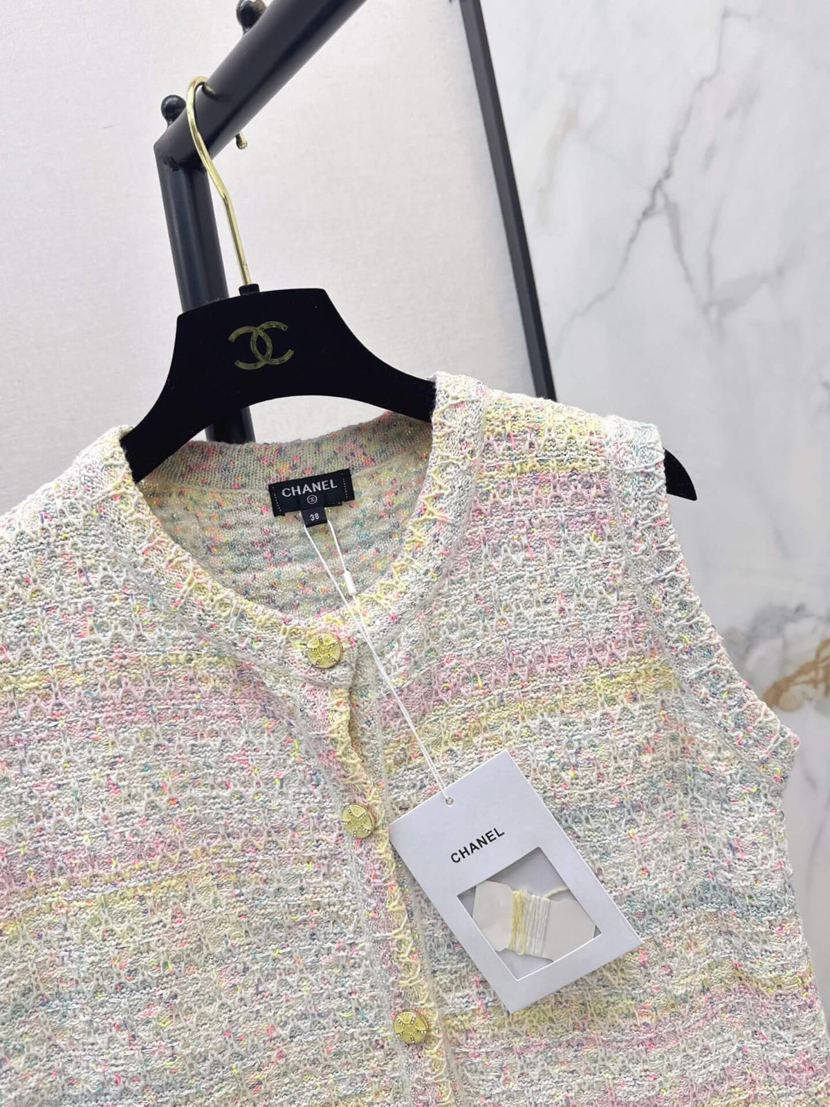 Pastel Fleck Round Neck Knit Vest