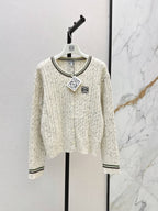 Speckled Cable Knit Crew Neck Cardigan