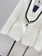 Trim Shawl Collar Fitted Suit Jacket