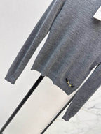 Minimal Gray Stand Collar Long Sleeve