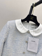 Contrast Collar Bow Pocket Mini Dress