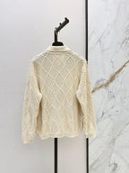 Diamond Ribbon Collared Knit Cardigan
