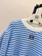 Pom Pom Detail Striped Knit Sweater