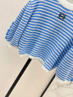 Pom Pom Detail Striped Knit Sweater