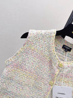 Pastel Fleck Round Neck Knit Vest