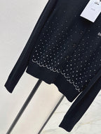 Gradient Rhinestone Crew Neck Cardigan