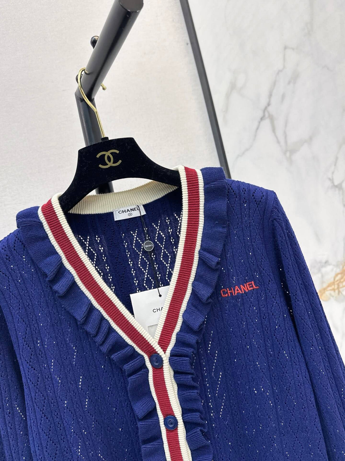 Stripe Button Front Knit Cardigan