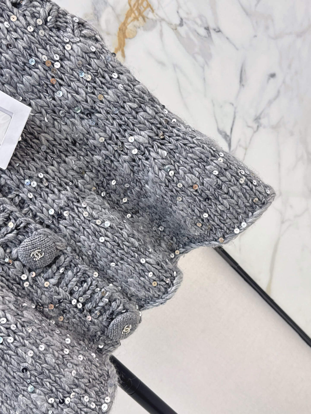 Sequin Chunky Knit Ruffle Vest