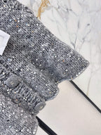 Sequin Chunky Knit Ruffle Vest