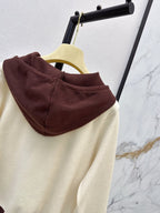 Color Block Zip‑Up Hooded Knit Jacket