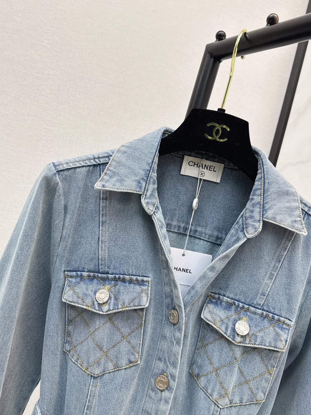 Collar Button Front Denim Shirt Dress