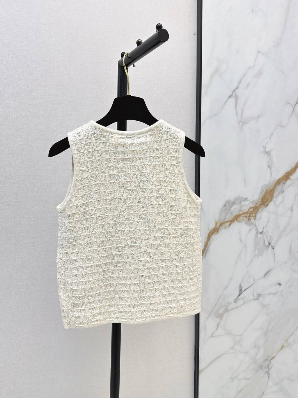 Textured Gold Button Knit Vest