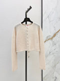 Cropped Drawstring Knit Cardigan