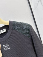 Lace Spliced Ribbed Long Sleeve