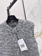 Sequin Chunky Knit Ruffle Vest