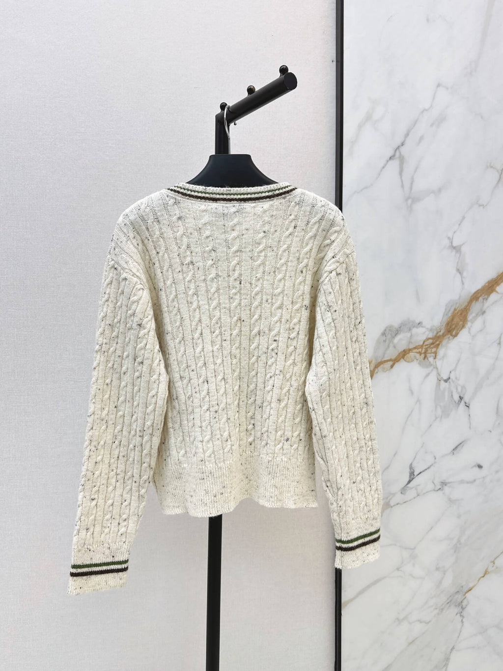 Speckled Cable Knit Crew Cardigan